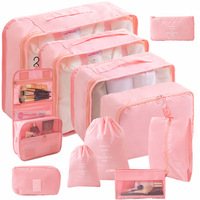 6/8/10 pièces organisateur de voyage sac ensemble valise stockage vêtements pochette à chaussures Compression emballage Cubes sacs de voyage ensembles de bagages