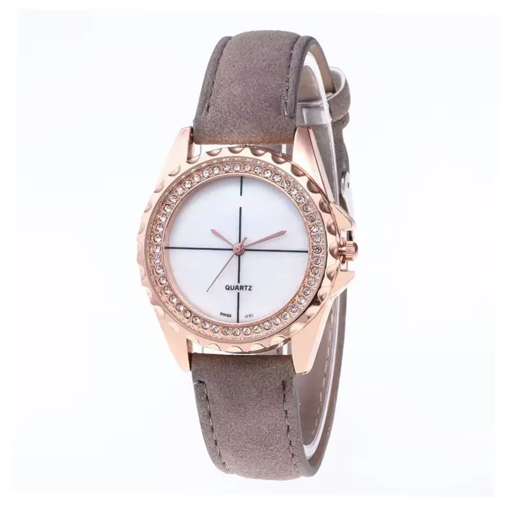 Relógio de quartzo simples feminino com pulseira de couro relógios dourados para homens