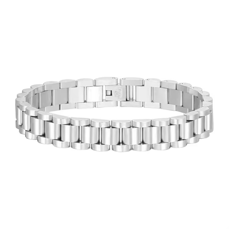 2024 New Popular 18K Gold Plated Stainless Steel Men's Bracelet Fashionable Watch Strap Bangles