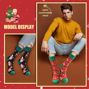 Medias de Papá Noel de alta calidad personalizadas a granel al por mayor, calcetines navideños festivos hasta la rodilla con logotipo de puños para el cuerpo - Product Image 4