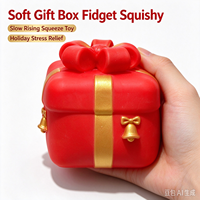 Boîte cadeau de Noël festive, jouet anti-stress souple à remontée lente pour enfants