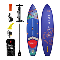 Pagaie gonflable debout avec logo personnalisé pour la pêche et le surf avec accessoire de réparation de pompe à sac-Matériau PC PVC EVA