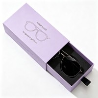 Boîte à lunettes de soleil de luxe mate violette avec logo personnalisé, emballage rigide en papier avec insert en EVA, emballage cadeau haut de gamme pour lunettes