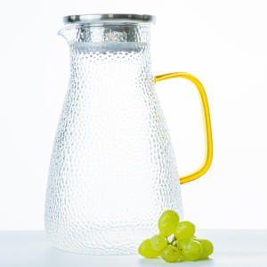 En gros 60oz Borosilicate Martelé Verre Transparent <span class=keywords><strong>Carafe</strong></span> Filtre À Eau Bouilloire Théière Pichet Pichet Avec Couvercle En Acier Inoxydable 304 - Product Image 6