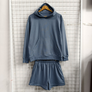 OEM Design Mommy and Me Solid <strong>Jumper</strong> Hoodie and Shorts Set for Fall - Product Image 4