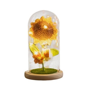 Lámpara de noche de girasol de ganchillo hecha a mano, cubierta de linterna de simulación en maceta, adorno de tulipán, regalo festivo, producto terminado - Product Image 5
