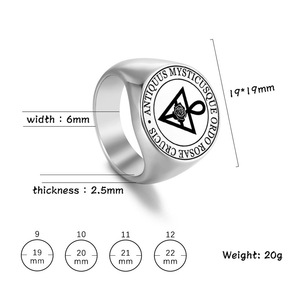 Anello Ordine della Croce Rosa AMORC, Ordo Rosae Crucis Antiquus Mysticusque, Amuleto Talismano, Anelli in Acciaio Inox Tagliati al <span class=keywords><strong>Laser</strong></span> - Product Image 4