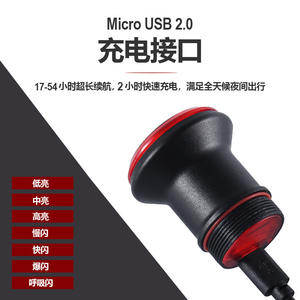 Feu arrière de vélo Bolany en alliage d'aluminium, 4 modes, étanche IPX4, lumière de nuit pour VTT - Product Image 5