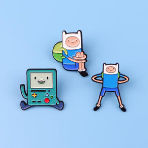 Bros Pin Aksesoris Pakaian Ransel Berbahan Paduan Elektroplating dengan Cetakan Grafir Kartun Badut Adventure Time - Product Image 3