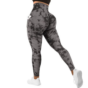 Pantalones de <span class=keywords><strong>faja</strong></span> Tie Dye Print Control de barriga Levantamiento de glúteos Diseño de bolsillo Pantalones de yoga Pantalones <span class=keywords><strong>deportivos</strong></span> femeninos ajustados Leggings de mujer - Product Image 4