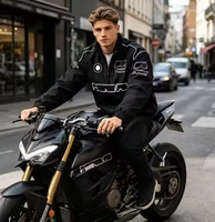OEM Hiver Rembourré Moto Streetwear Ample Toile Imperméable Personnalisé Course Automobile Formule 1 F1 Ferrari Fermeture Éclair Avant Imprimé à Pois