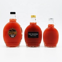 Bouteille de sirop d'érable 250 ml 375 ml 500 ml Vente en gros Bouteille en verre transparente plate pour sirop d'érable avec poignée pour boire