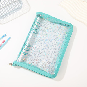 <b>A5</b> Transparent 6-Ring Holographic-Star-Glitter Detachable PVC Zipper <b>Binder</b> Notebook for Kpop Photocard Journal DIY Loose Leaf - Product Image 3