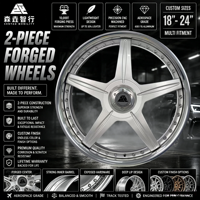 Rines Forjados de 2 Piezas de 18-24 Pulgadas, Diseño Clásico de 5 Radios en Forma de Estrella, Aluminio 6061-T6 para Autos de Lujo