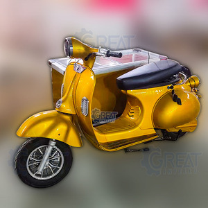 Scooter rétro vintage pour la livraison de nourriture, camion de crème glacée, chariot de vente ambulante en métal, vélo électrique pour la crème glacée, chariot de nourriture, cyclomoteur - Product Image 3