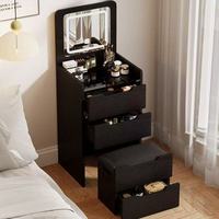 Commode de maquillage convertible avec miroir LED, table de rangement multifonction pour chambre à coucher