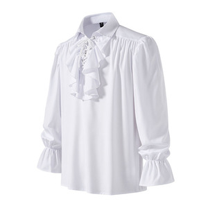 Nuevas Camisas Steampunk Renacentistas para Hombre, Camisas Victorianas de Manga Larga, Camisas Medievales de Pirata con Cordones, <span class=keywords><strong>Blusa</strong></span> Casual Retro de Corte Holgado - Product Image 4