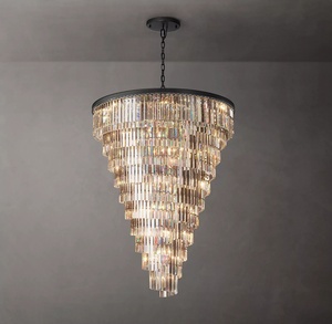 Cristal Éclairage Vintage Restaurant Hôtel Lampes Suspendues 12 Niveaux Spirale Helix <span class=keywords><strong>Lustre</strong></span> 48 "Villa Escaliers Longue Lumière CZ2568/45 - Product Image 1