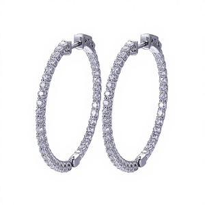 Wholesale New Trendy High Quality Luxury Lady 14K White Gold Moissanite <b>Hoop</b> Earring for Wedding Engagement - Product Image 4
