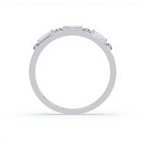 Bague demi-éternité en argent sterling 925 avec diamant de laboratoire, plaqué rhodium, bijoux fins de luxe pour femme, cadeau intemporel - Product Image 3
