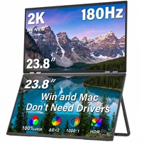 Monitor Portátil Plegable Dual de 23.8 Pulgadas, 2K 1440P 180Hz QHD, Pantalla para Laptop, Monitor de Juegos de Escritorio, LCD de Alta Definición