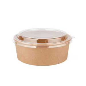 Benutzer definierte Einweg-Brotdose aus braunem Kraft papier mit runder Form für Haustier deckel für Salat-<span class=keywords><strong>Poke</strong></span>-Schalen mit personal isiertem Logo - Product Image 3