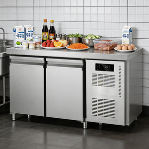 Mesa de Trabajo Refrigerada Comercial de Acero Inoxidable, 2 Puertas, Enfriamiento por Aire, Pantalla Digital, Sin <span class=keywords><strong>Escarcha</strong></span>, para Supermercado, Restaurante, <span class=keywords><strong>Bar</strong></span> - Product Image 3