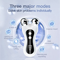 Masseur de cou à lumière rouge 3 couleurs, micro-courant EMS, vibration haute fréquence, compresse chaude, appareil portable pour raffermir la peau