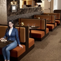 Ensemble de mobilier de restaurant commercial moderne en bois massif durable, avec banquette de bar occidentale, canapé, table de café, chaise et banquette murale