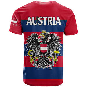 T-shirt Homme Manches Courtes Personnalisé Style Minimaliste Rouge avec Armoiries Autrichiennes – Édition Spéciale Fête Nationale Autrichienne 2026 – Nouvelle Collection - Product Image 2