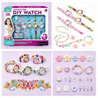 Kit de fabrication de montres DIY pour enfants, ensemble de jouets créatifs avec perles colorées, bracelets décoratifs, cadeau artisanal créatif pour enfants