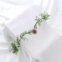 Diadema de Flores del Bosque Hecha a Mano para Boda, Tocado de Hada con Cristal, Accesorio de Disfraz de Elfo Renacentista para Mujer