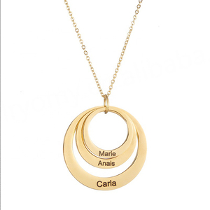 Collar con Nombre Personalizado, Colgante de 3 Círculos, Acero Inoxidable Chapado en Oro de 18K, Joyería para el Hogar, Oro Rosa para Mujer - Product Image 5