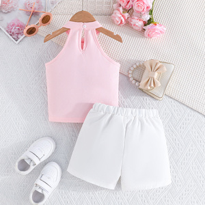 ชุดลำลองสำหรับเด็กผู้หญิง อายุ 1-5 ปี ชุดสองชิ้นสุดหรู ปักลายดอกไม้สวยงาม เสื้อแขนกุด ลายสัตว์ - Product Image 4