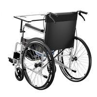 Silla de Ruedas Reforzada para Rehabilitación con Neumáticos Sólidos de 24 Pulgadas y Cojín de Asiento Lavable, Estructura de Acero al Carbono con Freno de Mano, Orinal y Mesa