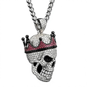 Collier Pendentif Crâne Couronne Hip Hop Personnalisé Plaqué Or 18K Argent Sterling 925 Moissanite pour Fête - Product Image 1