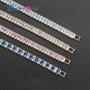 Hip Hop 2,5*5mm geométrico aleatorio helado Aaa Cubic Zirconia tenis pulsera gargantilla collar conjunto nupcial boda joyería Mujer - Product Image 6