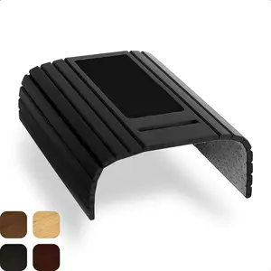 Combohome手工竹木黑色扶手桌子托盘可折叠竹沙发扶手托盘带手机座