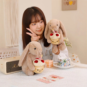 Peluche <span class=keywords><strong>Bugs</strong></span> <span class=keywords><strong>Bunny</strong></span> britannique tenant un gâteau d'anniversaire, cadeau d'anniversaire lapin - Product Image 2