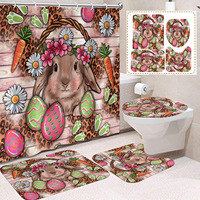 Rideau de douche en polyester motif lapin de Pâques et œuf, ensemble de rideaux de salle de bain, décoration de salle de bain, séchage rapide, installation facile, personnalisable