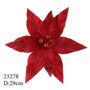 Fleurs <span class=keywords><strong>de</strong></span> <span class=keywords><strong>poinsettia</strong></span> <span class=keywords><strong>artificielles</strong></span> à longue tige, faites à la main en soie, pour Noël - Product Image 5