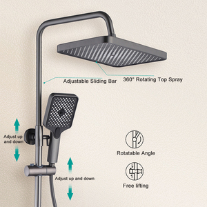 Juego de Ducha con Luz Ambiental Blanca, Latón para Baño, Temperatura <span class=keywords><strong>Constante</strong></span>, Pantalla de Presión, Dispositivo de Ducha con Teclas de Piano - Product Image 4
