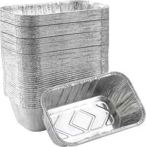OEM Logo Rectangle Aluminum <b>Foil</b> Disposable Takeaway Food <b>Container</b> with Recyclable Plastic Lid Small Size - Product Image 1