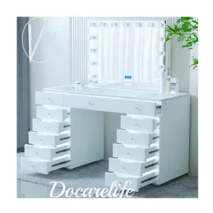 Customized Newly vanity desk makeup table Hollywood mirror furniture vanity dressing table with all lighted drawers