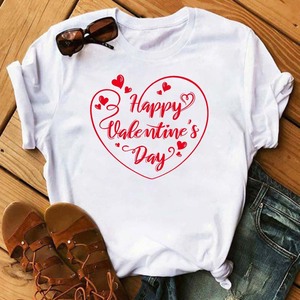 2025 T-<span class=keywords><strong>shirt</strong></span> à manches courtes décontracté et confortable de haute qualité pour la Saint-Valentin imprimé en forme de coeur pour femmes - Product Image 4