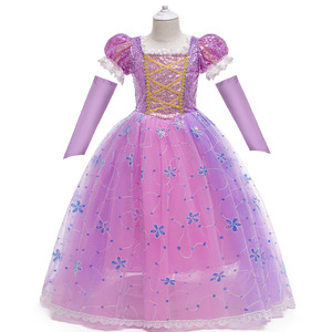 Vestido de niña Sophia Rapunzel para fiesta de Halloween estilo Formal de mezclilla con decoraciones de cinta grupo de edad 4-14Y para la temporada de otoño - Product Image 1
