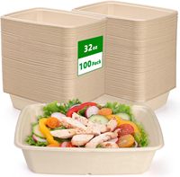 Barquette alimentaire jetable scellable et recyclable en CPET avec revêtement, en bagasse de canne à sucre biodégradable, pour aliments surgelés