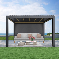Pergola motorisée à toit rétractable avec structure en aluminium thermolaqué, écologique, tailles personnalisées pour jardin et balcon, utilisation extérieure