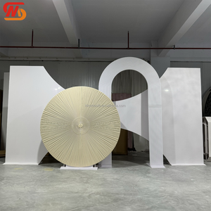 SMOOTH Customized New Design White Wedding Wall Gold Round Panel PVC Display <b>Backdrop</b> <b>Stand</b> Acrylic <b>Backdrop</b> Arch - Product Image 1