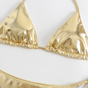 Bikini Metallizzato Lucido <span class=keywords><strong>da</strong></span> <span class=keywords><strong>Donna</strong></span>, Costume <span class=keywords><strong>da</strong></span> Bagno Sexy Slim con <span class=keywords><strong>Perizoma</strong></span>, Moda Estiva, Push-up, Set Due Pezzi Personalizzato - Product Image 2